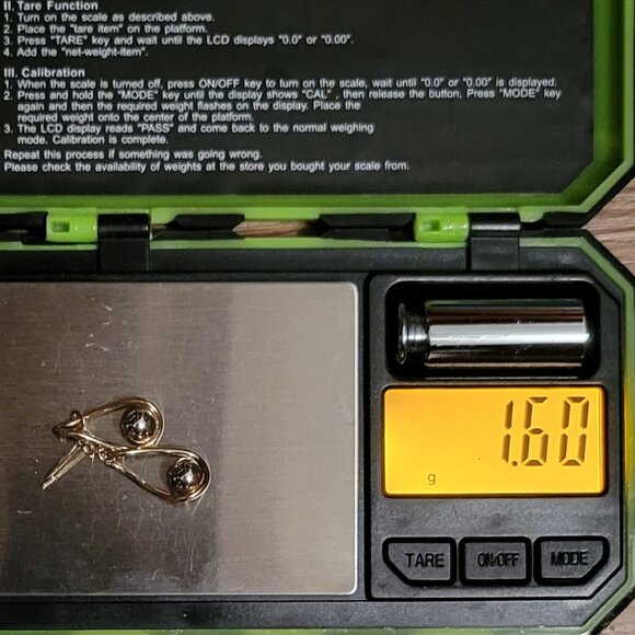 **SOLD**10k Solid Yellow & White Gold Dangle Earrings - Picture 7 of 8